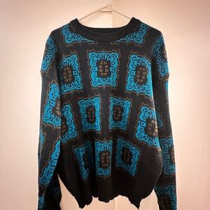 Vintage Black and Blue Knit Sweater